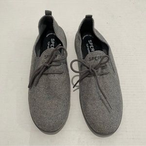 Sperry Top Slider Womens Rio Aqua Sz 8 Slip On Lace Up Pull Tab Gray Wool Shoes